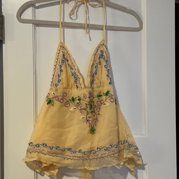 Anthropologie Tops - NWT Miss Me Beaded Sequin Halter Anthropolgie Sm